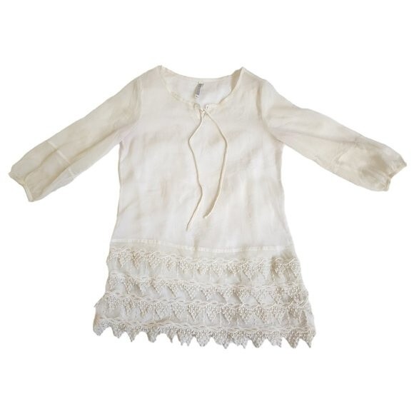 Mario Rerio Off-white Sheer Tunic Top Size Small - Picture 1 of 12